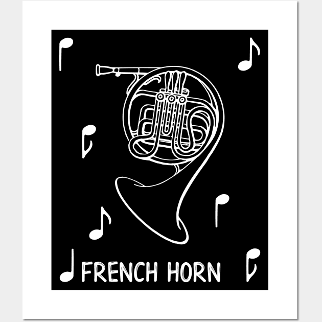 Musical Notes French Horn Wall Art by AngelFlame